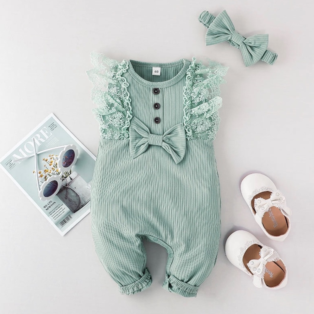 Romper for babygirl with matching headband